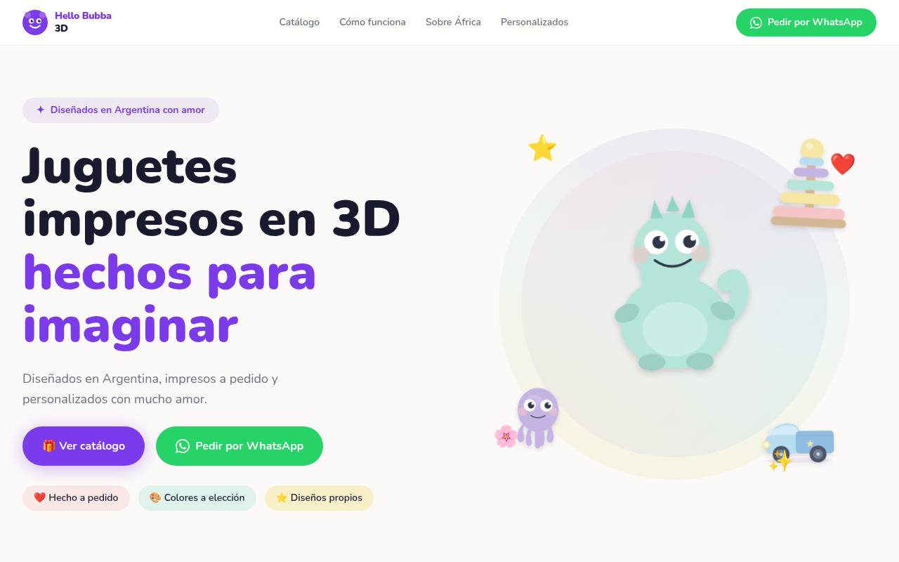 Sitio de Hello Bubba 3D: juguetes impresos en 3D